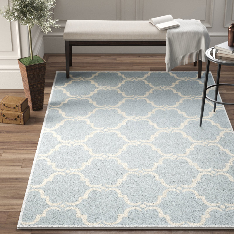 Benbrook Geometric Handmade Tufted Wool Blue / Ivory Area Rug & Reviews